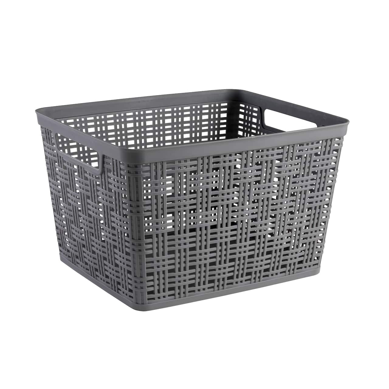 12 Pack: Gray Plastic Wicker Storage Basket by Simply Tidy®
